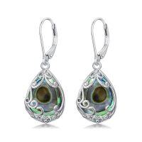 wholesale Teardrop Earrings For Women Celtic Filigree Drop Earrings Sterling Silver Leverback Jewelry Christmas Gifts For Women Mom -color_name:Abalone