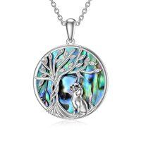 wholesale TOUPOP Tree Of Life Animal Necklace 925 Sterling Silver Crystal/abalone Shell Animal Pendant Jewelry Birthday Mothers Day Gifts For Women Mom Wife Her -style_name:2-Abalone-Dog