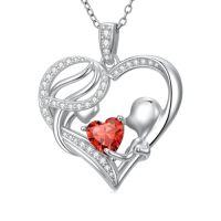 wholesale TOUPOP Christmas Gifts For Mom Birthstone Necklace Mother And Daughter/son Love Heart Necklace I Love You Mom Gifts Jewelry Birthday Gift For Women Grandmother Wife -color_name:07-July-Ruby