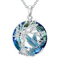 wholesale TOUPOP Butterfly Necklace For Women 925 Sterling Silver Tree Of Life Butterflies Dragonfly Hummingbird Pendant Necklaces Crystal Jewelry Anniversary Christmas Birthday Gift For Her -color_name:Hummingbird Blue