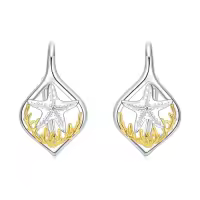 TOUPOP 925 Sterling Silver Turquoise Ocean Sea Animal Dangle Drop Earrings-style_name:01-Starfish