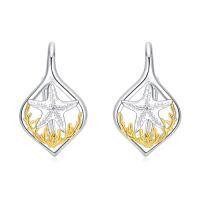 wholesale TOUPOP Ocean Leverback Earrings 925 Sterling Silver Sea Animal Beach Turquoise Dangle Drop Earrings Jewelry Christmas Birthday Gifts For Women Daughter Friends -style_name:01-Starfish