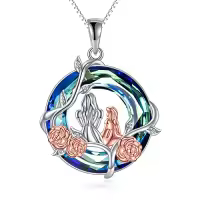 TOUPOP Sterling Silver Rose Flower Necklace Mothers Day Christmas Gifts-style_name:C-Mother Daughter A