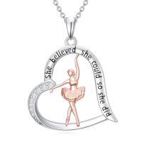 wholesale TOUPOP Ballet/violin/cello/flute/piano/saxophone/accordion/harp Necklace For Women 925 Sterling Silver Ballet Instrument Pendant Jewelry Music Lover Christmas Christmas Gifts For Women -style_name:Dancer