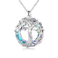 TOUPOP Sterling Silver Austrian Crystal Tree Of Life Necklace For Women-color_name:01-White Gold-White Crystal