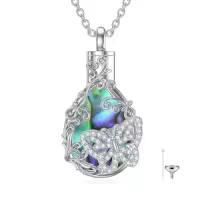 TOUPOP 925 Sterling Silver Stone Cylinder Dragon Eagle Wolf Cremation Necklace Pendant Memorial Jewelry-style_name:Butterfly