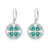 wholesale TOUPOP St Patricks Day Gifts Shamrock Earrings 925 Sterling Silver Irish Celtic Earrings Luck Clover Jewelry For Women -style_name:Round