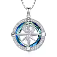 TOUPOP Sterling Silver Crystal Compass Necklace for Women Graduation Gifts-style_name:Phoenix