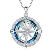 wholesale TOUPOP 2025 Graduation Gifts Compass Necklace For Women Sterling Silver Crystal High School College Graduation Necklace Anniversary Birthday Mothers Day Gifts For Mom Wife Sister Daughter -style_name:Phoenix