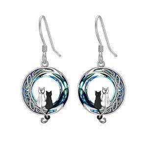 2 Cats(Black and Silver)-Blue Crystal-02-C