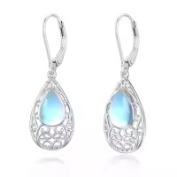 TOUPOP Sterling Silver Gemstone Teardrop Dangle Earrings-style_name:Moonstone
