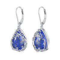 wholesale Celtic Filigree Earrings 925 Sterling Silver Teardrop Gemstone Dangle Earrings Fine Jewelry Birthday Christmas Gifts For Women -color_name:Lapis Lazuli