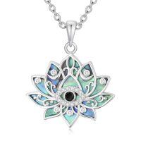wholesale Hamsa Evil Eye Necklace Lotus Chakra Pendant 925 Sterling Silver Celtic Jewelry Gifts For Women Men 18+2 Inch -style_name:Evil Eye Lotus