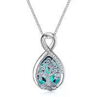 TOUPOP Sterling Silver Birthstone Tree Of Life Teardrop Infinity Necklace-color_name:12 December Birthstone