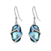 TOUPOP 925 Sterling Silver Gemstone Dainty Drop Earrings-color_name:Dangle-Abalone Shell
