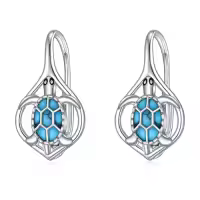TOUPOP 925 Sterling Silver Turquoise Ocean Sea Animal Dangle Drop Earrings-style_name:07-Turtle Turquoise