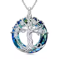 TOUPOP Sterling Silver Blue Crystal Tree Of Life Birthstone Necklace-color_name:04-April-Synthetic Diamond