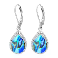 TOUPOP Sterling Silver Celtic Filigree Teardrop Leverback Earrings-color_name:Abalone