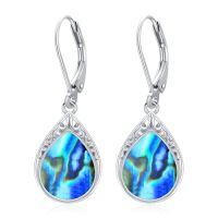 wholesale Teardrop Earrings For Women Celtic Filigree Drop Earrings Sterling Silver Leverback Jewelry Christmas Gifts For Women Mom -color_name:Abalone