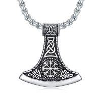 wholesale Viking Necklace For Men 925 Sterling Silver Viking Wolf/thors Hammer/vegvisir/tree Of Life/compass Pendant Norse Necklace Amulet Talisman Christmas Gifts For Him Her -style_name:Z-Viking Necklace C