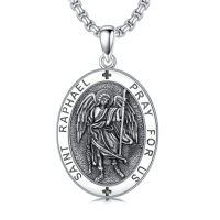 wholesale TOUPOP Christmas Gifts For Men 925 Sterling Silver Saint Amulet Necklace For Men Women Protection Medal Pendant Religious Necklace Catholic Jewelry Birthday Gifts For Father Son Husband Grandfather Police -style_name:M01-St Raphael