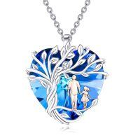 wholesale TOUPOP To My Daughter Necklace From Dad S925 Sterling Silver Crystal Daughter Gifts From Dad I Love You Forever Jewelry -style_name:D-To My Daughter Necklace-Blue Heart Crystal-Tree of Life