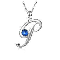 wholesale TOUPOP Christmas & Birthday Gifts: Initial Necklaces - 925 Sterling Silver Letter Pendants With Birthstone A-z -color_name:P--Put you in my heart