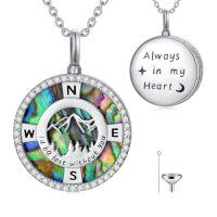 wholesale TOUPOP Urn Necklace For Ashes Sterling Silver Abalone Shell Cremation Jewelry For Ashes Jewelry Gifts For Nature Lovers Keepsake Memorial Jewelry For Women -style_name:16-Compass