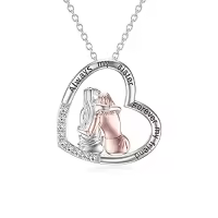 TOUPOP Sterling Silver Crystal Sisters Necklace Gift For Women Friendship-style_name:Style 2-Two Sisters-Always My Sister Forever My Friend