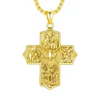 TOUPOP Sterling Silver Four Way Cross St Michael St Christopher St Benedict St Joseph St Francis Pendant Necklace-style_name:1-Four Way Cross-G