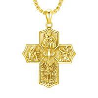wholesale Patron Saint Necklace S925 Sterling Silver Four Way Cross Necklace St Michael/st Christopher/st Benedict/st Joseph/st Francis Pendant, Religious Protection Necklace For Men Women Birthday Father's Day Anniversary -style_name:1-Four Way Cross-G