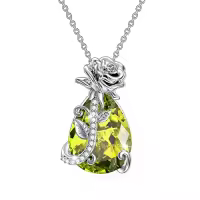 TOUPOP Sterling Silver Rose Crystal Birthstone Necklace, 18+2 Inch-color_name:08-Aug