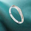 TOUPOP Sterling Silver Moissanite Twisted Two-tone Couples Wedding Rings Set-0-5