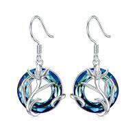 wholesale TOUPOP Birth Flower Earrings 925 Sterling Silver 12 Month Floral Earrings Birthstone Crystal Jewelry Birthday Christmas Gifts For Women -color_name:01-January-Snowdrop-Circle Crystal