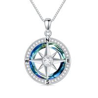 wholesale TOUPOP Compass Necklace For Women 925 Sterling Silver Celtic Knot Compass Pendant Crystal Graduation Jewelry Inspirational Travel Christmas Gifts For Women -style_name:Compass A