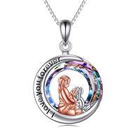 wholesale TOUPOP Gifts For Women, Sterling Silver Mom Daughter Necklace, I Love You Mom Jewelry Birthday Mothers Day Jewelry Gifts For Mama Mother Grandma Daughter -style_name:F-Mother & Daughter Moon Necklace