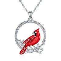wholesale TOUPOP Cardinal Necklace For Women 925 Sterling Silver Red Cardinal Pendant Necklace Sympathy Memorial Jewelry Christmas Gifts For Women Mom Her -style_name:4-Round Cardinal