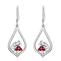 TOUPOP Sterling Silver Stone Flower Dangle Drop Leverback Earrings-style_name:10-Dangle-Frog