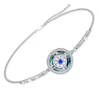 TOUPOP Sterling Silver Birthstone Bracelet I'd Be Lost Without You Compass Crystal Jewelry-color_name:A-09-Sept. - Sapphire