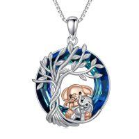 wholesale TOUPOP Tree Of Life 2 Animal Necklace For Women 925 Sterling Silver Cat/koala/sloth/cardinal/highland Cow Pendant Jewelry Blue Crystal Birthday Christmas Gifts For Women Mom Daughter Sister -style_name:Elephant