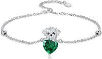 wholesale  Metal Stone Maltese Dog Birthstone Bracelet Gift for Women ( chars)-May