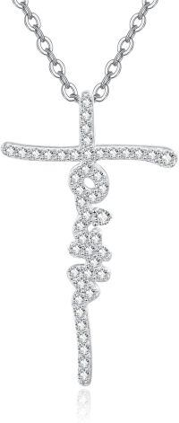 wholesale 925 Sterling Silver Heart Cross Ekg Necklace-Cubic Zirconia-Cubic Zirconia