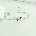 wholesale 925 Sterling Silver Infinity Bracelet With Red Enamel Accents And Clear Stones-0-2