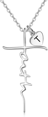 wholesale Sterling Silver Birthstone Faith Cross Pendant Necklace for Women-T-T