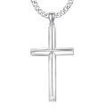 wholesale 925 Sterling Silver Cross Pendant Necklace Wholesale With Curb Chain-0-0