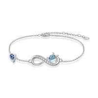 wholesale 925 Sterling Silver Turtle & Opal Infinity Bracelet - Adjustable Holiday Jewelry for Women-Sea Turtle