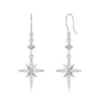 wholesale 925 Sterling Silver Star Earrings Wholesale With Blue Crystals Elegant And Delicate Design-Star-Aquamarine-1