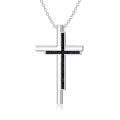 wholesale 925 Sterling Silver Black Stone Cross Pendant Necklace for Women s-0-0