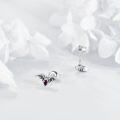 wholesale 925 Sterling Silver Bat Stud Earrings with Red Stone - Halloween  for Women Girls-0-2