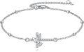 wholesale Sterling Silver & AAA Cubic Zirconia Cross Bracelet with Dove for Women - Elegant Baptism Peace Jewelry Gift-0-0